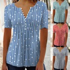 Womens V Neck Casual Dot Tops Blouse Ladies Office Lady Long Sleeve T-shirt    