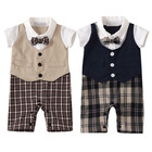 Newborn Infant Baby Boy Gentleman Clothes Bow Romper Shirt Jumpsuit Outfits Set