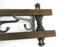 Antique Vintage Wood Wall Mount Coat Hat Rack 6 Cast Hooks