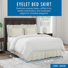 Eyelet Bed Skirt  Ruffled Design  14 Inch Drop  Embroidered Scalloped Edge  Quee