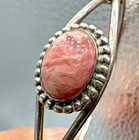 Vtg Rhodochrosite Navajo Native Sterling Silver Small Bracelet Cuff Signed Lee