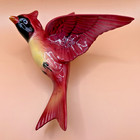 Vintage Mid-century Mcm 8  Red Cardinal Bird Ceramic Wall Pocket Vase