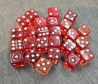Vintage 25 Red Translucent Dice Las Vegas Used - About 5 8  With Round Corners