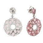 Pear Cut Pink Tourmaline Antique  dangle Earrings For Weddings 14k White Gold