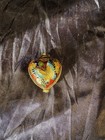 Vintage Enamel Cloisonne Tiny Heart Shaped Trinket   Pill Box Butterfly Floral