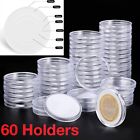 60 Clear Plastic Coin Holder Capsules Silver Dollar Morgan Silver Dollar 17-40mm