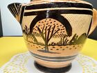 Vintage Mexican Terra-cotta red Clay Lidded Pottery Teapot Squirrel   Trees