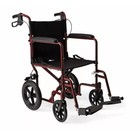 Red Medline Lightweight Transport Wheelchair W handbrakes  12 Inch Wheels