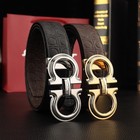Leather Belt Italy Ferragamo Gift Black   Brown Reversible Buckle Gold silver