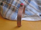 Vintage Navajo Indian Handmade Copper   Coral Cuff Bracelet  3 8 Inch Wide 