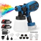 Electric Hvlp Spray Gun 200w Paint Sprayer Handheld 4 Nozzles W  2 Batteries