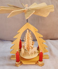 German-made Wooden Christmas Pyramid With Deer   Candle Holders     Handcrafted