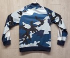 Adidas Jacket Youth Large Camouflage Full Zip Track Trefoil Blue Active Sport Ls