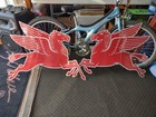 Vintage Large Mobil Mobiloil Pegasus Motor Oil Gas 3ft Porcelain Metal Signs Set