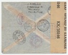 Palestine To Usa 1945 North Atlantic Ocean Route Via England  Reg Air Mail Cover