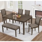 Farmhouse Rustic 6 Piece Dining Table Set Wood Dining Table W  4 Chairs   Bench