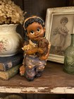 Vintage Black Americana Girl  Holding Puppy Resin Figurine Folk Art Decor 3 5   