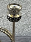 Vintage Karshi Shabbat Candle Stick Holder Judaica Silver Tone