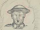 Wwii Soldier Drawing    the Ever Watchful Eyes    Signed Harold J  Marsden 1943