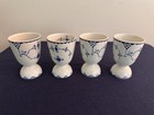 Set Of 4 Blue Onion Vintage Double Egg Cups
