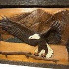 Vintage Hand Carved Bald Eagle Solid Wood Wallhanging Decor 11x8 5x2 Heavy