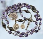 Crown Of Thorns Ecce Homo   Lamb Of God Rosary - Bronze  amethyst   Garnet