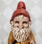 Vtg Garden Gnome Elf Dwarf Lawn Decor Ceramic Leprechaun 12-3 4  Tall