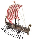6 3 4  Drekkar Dragon Headed Viking Longship Red Sail Nautical Ship Statue