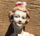 Antique Porcelain Half Doll Lady Pin Cushion Figurine Germany- Collectable - 5   