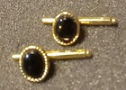 1 Pair Of Vintage Small Round Black Onyx Mens Cuff Links