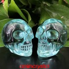 1x Blue Melting Stone Skull Quartz Crystal Carved Decor Reiki Healing 2  