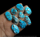 Nepali Turquoise Gemstone Rings Lot 925 Sterling Silver Plated Bulk Jewelry Gift