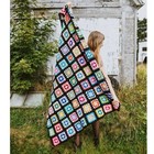 Vintage Granny Square Festival Crochet Afghan Rainbow Multicolor Blanket Throw