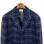 Luis Trenker Jacket Coat Mens Size 58 Blue Beige Plaid Wool Flannel Traditional Jacket
