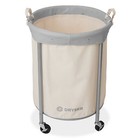 Commercial Heavy Duty Round Rolling Canvas Bin Laundry Hamper On Wheels  White