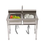 Double Compartment Commercial Restaurant Utility Kitchen Sink Stainless Steel