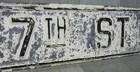 Old Vintage 7th St Road Street Sign 20   x 6  Black On White Embossed Heavy Steel