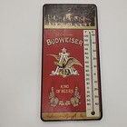 Vintage Wooden Budweiser King Of Beers Thermometer Sign Anheuser-busch