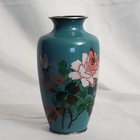 Vintage Antique Chinese Cloisonne Vase Roses Floral Peonies Enamel Bluebird 7 