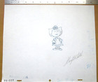 1980s Signed Sally Peanuts Charles Schulz Original Production Cel Drawing Snoopy