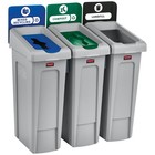 Rubbermaid Slim Jim 2007891 Blue Hinged Recycling Lid Insert Mixed