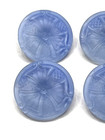 Lovely Antique Vintage Set Of 6 Blue Glass 4-way Box Shank Buttons - 11 16   g3 