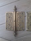 Amazing Vintage 1870  Cast Bronze Brass Victorian Door Hinges Steeple 5x5   
