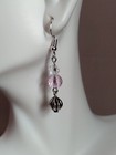 Silver Tone Pink Glass Beaded Linear Drop Hook Earrings Handmade Mod Boho Chic