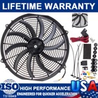 16inch Electric Radiator Cooling Fan Thermostat Kit 3500 Cfm Reversible Push 12v