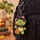 Handmade Crochet Frog Witch Keychain Halloween Amigurumi Bag Charm