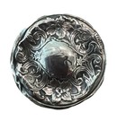 Antique Cut Glass Dresser  Vanity Jar Repouss   Sterling Silver Monogram Hallmark