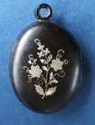 Antique Victorian French Mourning Locket With Inlay And Fhotos  As Is Condition