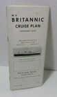 1950 M v  Britannic Cruise Plan Cunard White Star Ship Brochure Pamphlet 