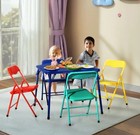 New Kids Table And 4 Chairs Set  Folding Activity Table For Preschool Playroom